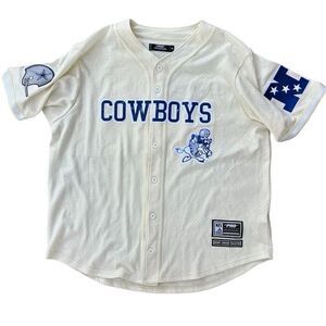 Pro Standard Men's XL Cream Dallas Cowboys Retro Mesh Button-Up Shirt Jersey NFL